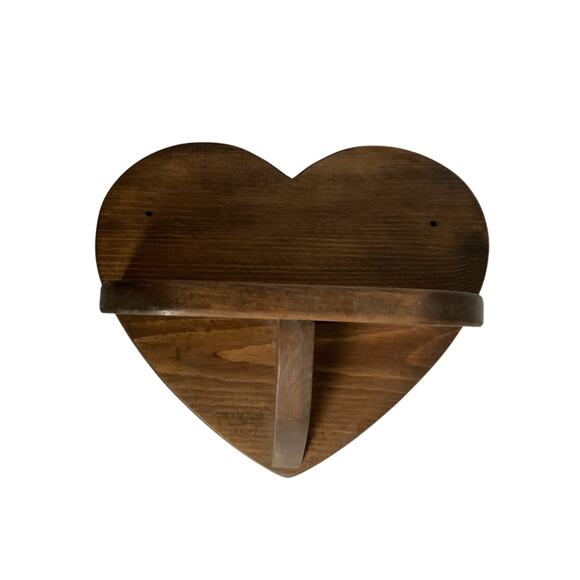 Vintage Wooden Heart Wall Shelf 70s 80s Handmade Country Farmhouse Cottage - Picture 1 of 7